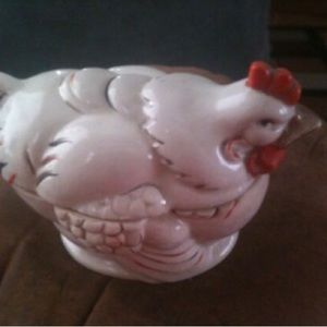 Rooster Creamer and Sugar set Hen Animal Porcelain Made Japan Black Orange Gold